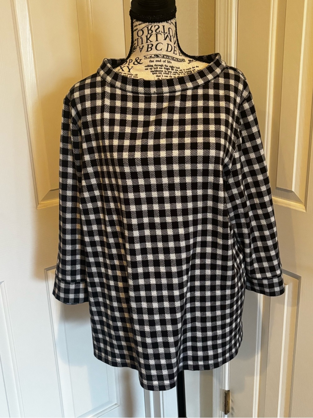 Talbots Black and White Gingham Tunic Top